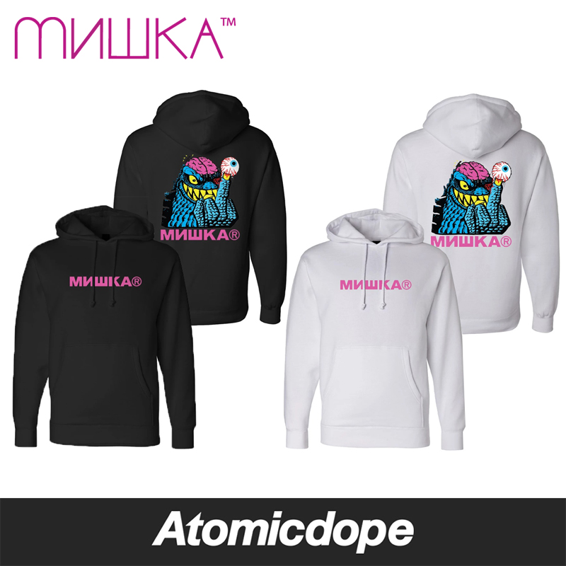 【送料無料】MISHKA MISHKA4LIFE プルオーバー フーディー パーカー 黒 白 HOODIE Black White ミシカ
